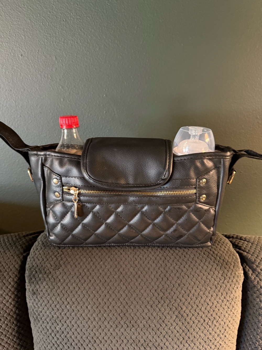 Quilted Black & Gold Stroller Organizer